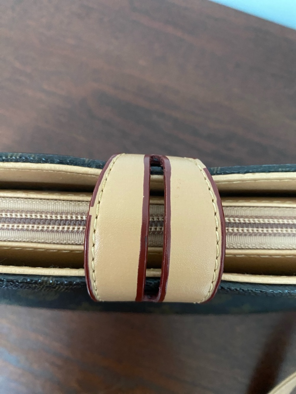 Designer-Inspired Monogram Mini Shoulder Bag in Brown and Tan - Picture 7 of 16
